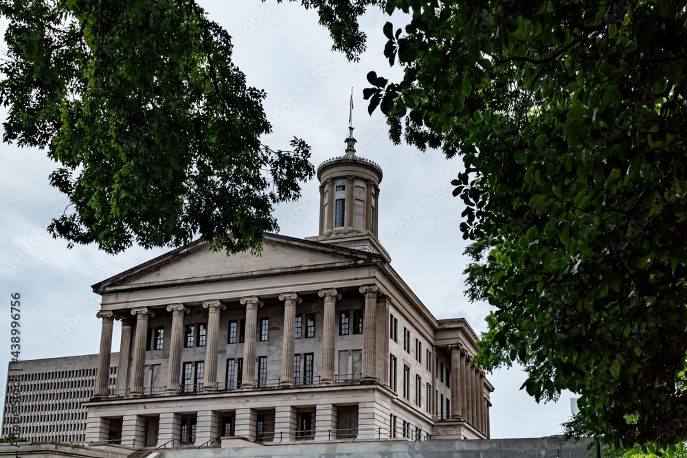 Tennessee State Capitol Building in Nashville, TN on a cloudy day