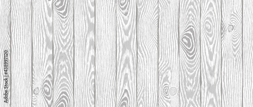 Wood texture. Old textured wooden boards with scratches. Light gray timber plank background. Highly detailed table or floor surface, natural material. Seamless vector pattern, easy to edit.