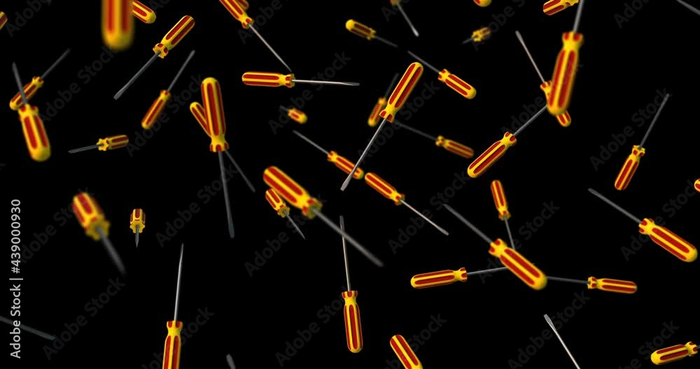 Screwdriver falling slow motion 3d Screwdriver falling slow motion 3d