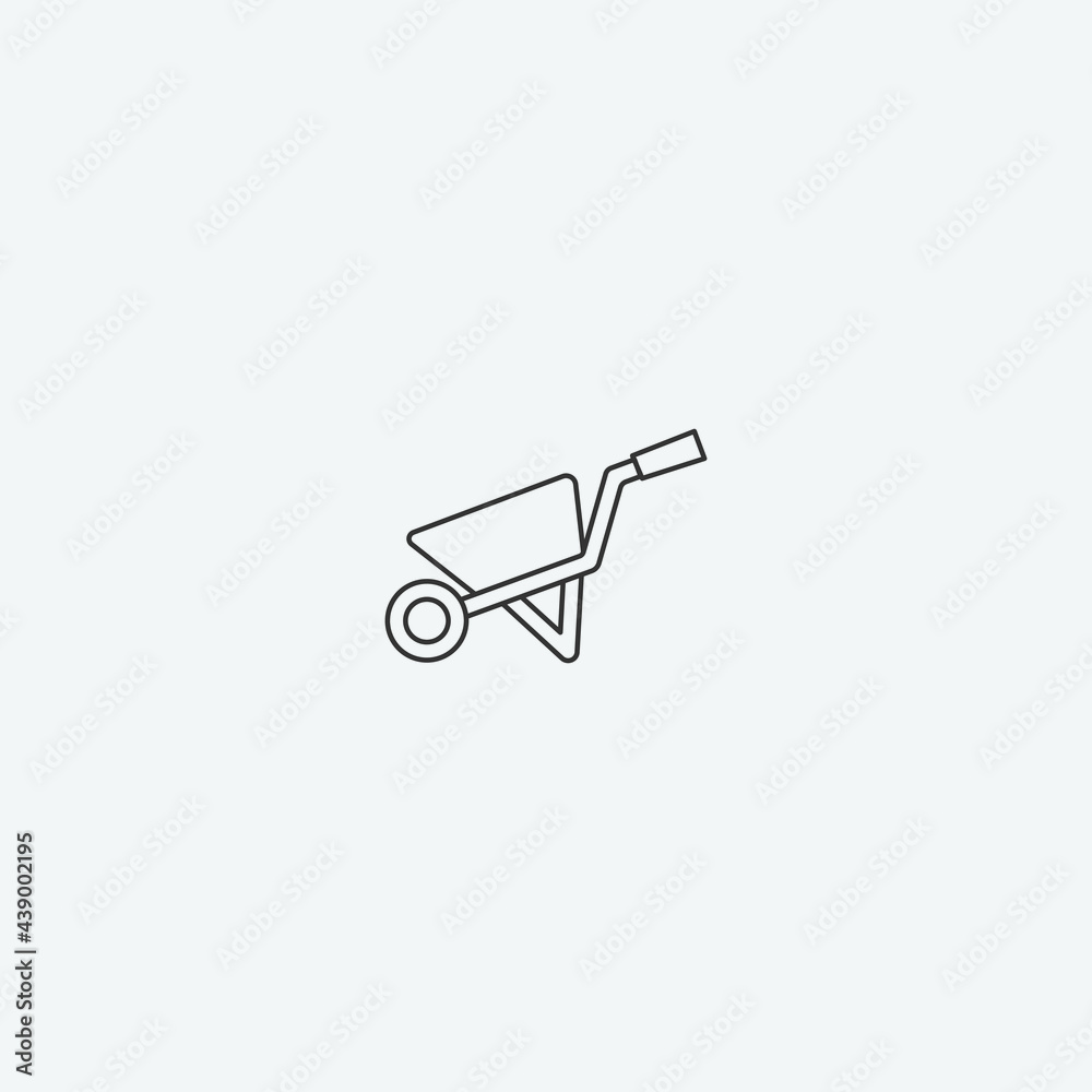Wheelbarrow vector icon illustration sign Wheelbarrow vector icon illustration sign