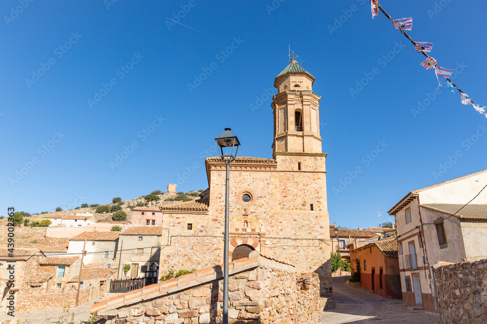 Church of the Assumption of Our Lady in El Berrueco village, province of Zaragoza, Aragon, Spain