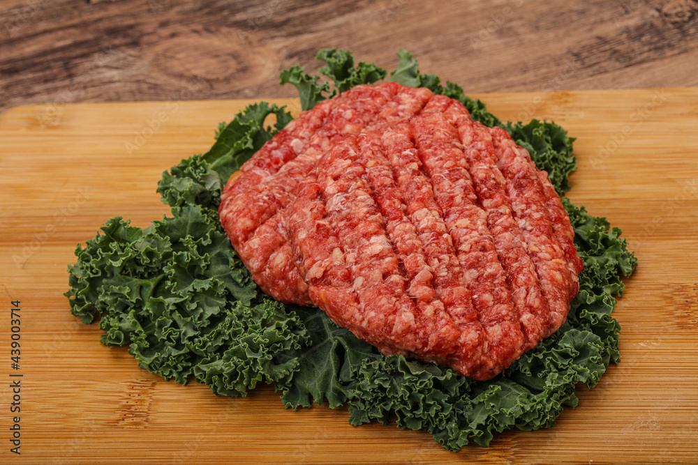 Raw beef burger cutlet for cooking Raw beef burger cutlet for cooking