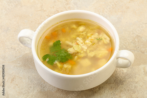 Tasty chicken soup with carrot