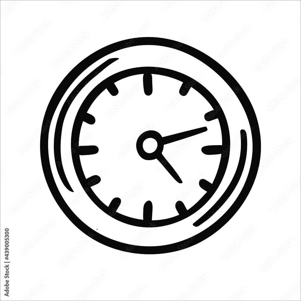 Time clock icon. Line wall clock symbol. Vector illustration isolated on white. Time clock icon. Line wall clock symbol. Vector illustration isolated on white.