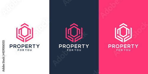 abstract building and hands logo template real estate logo design inspiration
