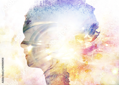 profile, head, silhouette, face, mozayka, person with smoke