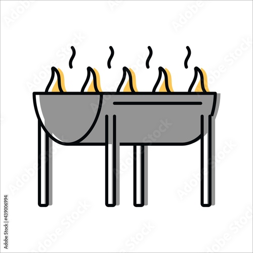 barbecue grill. grilling food. vector icon in flat style