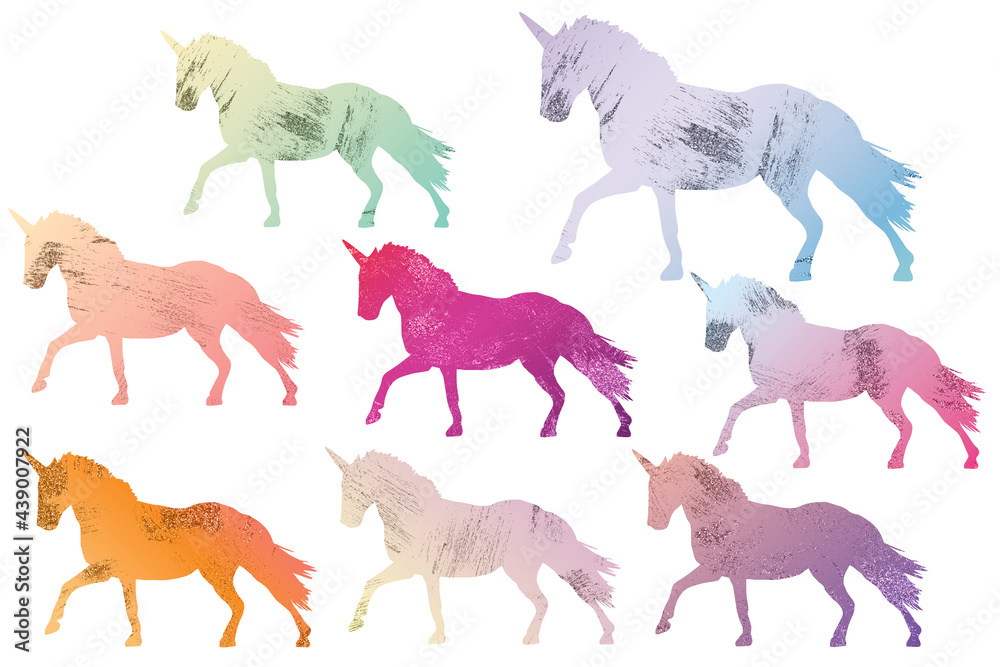 Unicorn bright clip art kit isolated Unicorn bright clip art kit isolated
