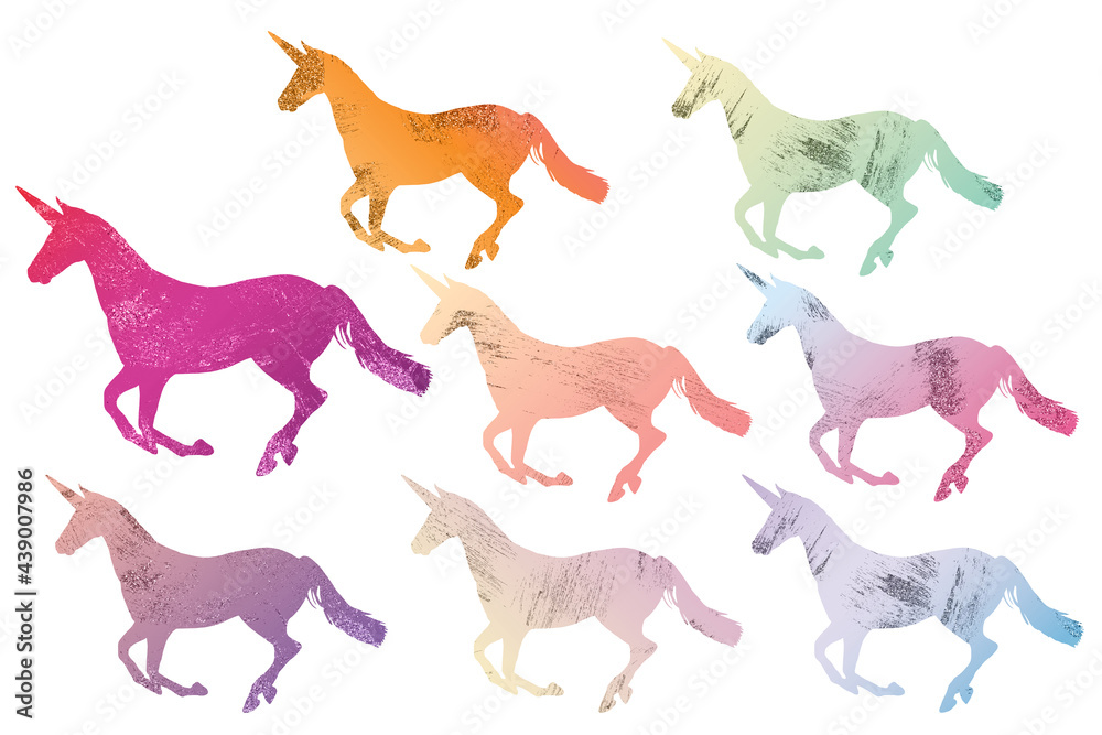 Obraz premium Unicorn graphics set on white background