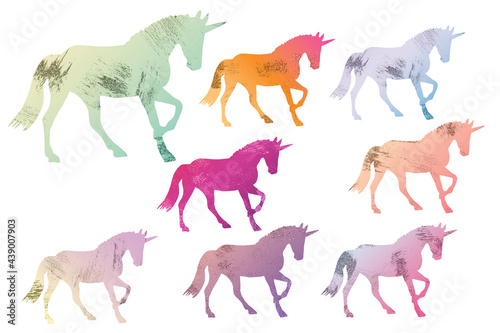 Unicorn bright clip art pack on white background