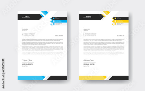 Abstract corporate business letterhead design template