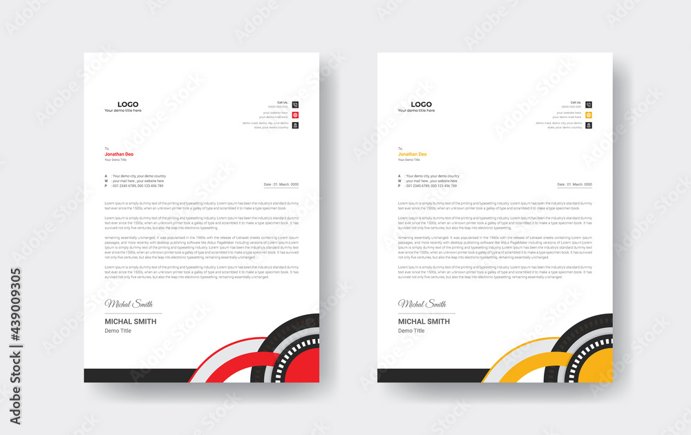 Fototapeta premium Abstract corporate business letterhead design template
