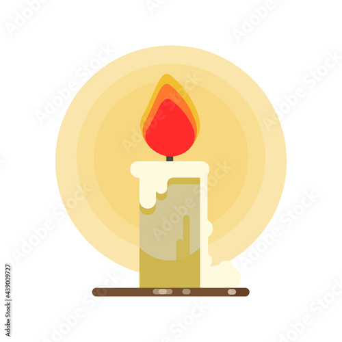 Illuminated candle with wax dripping vector illustration