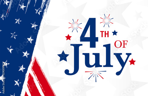 Happy 4th of July design with modern design with firework on grunge American vintage flag background use for sale banner, discount banner, advertisement banner, social media etc.
