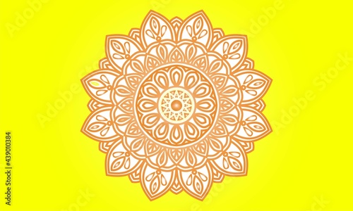 Mandala, tracery wheel mehndi design. Ethnic ornament, colorful doodle symmetry texture. Folk traditional spiritual tribal design. Curved shape, isolated on white. Color art. Vector