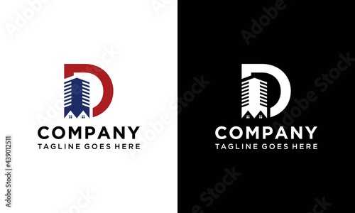 Unique Letter D House Logo Design Vector Template suitable for real estate or apartment property logo brands