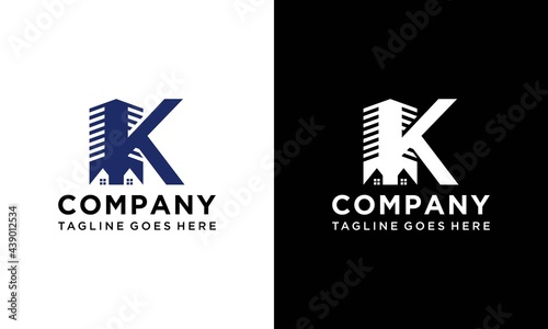 Unique Letter K House Logo Design Vector Template suitable for real estate or apartment property logo brands