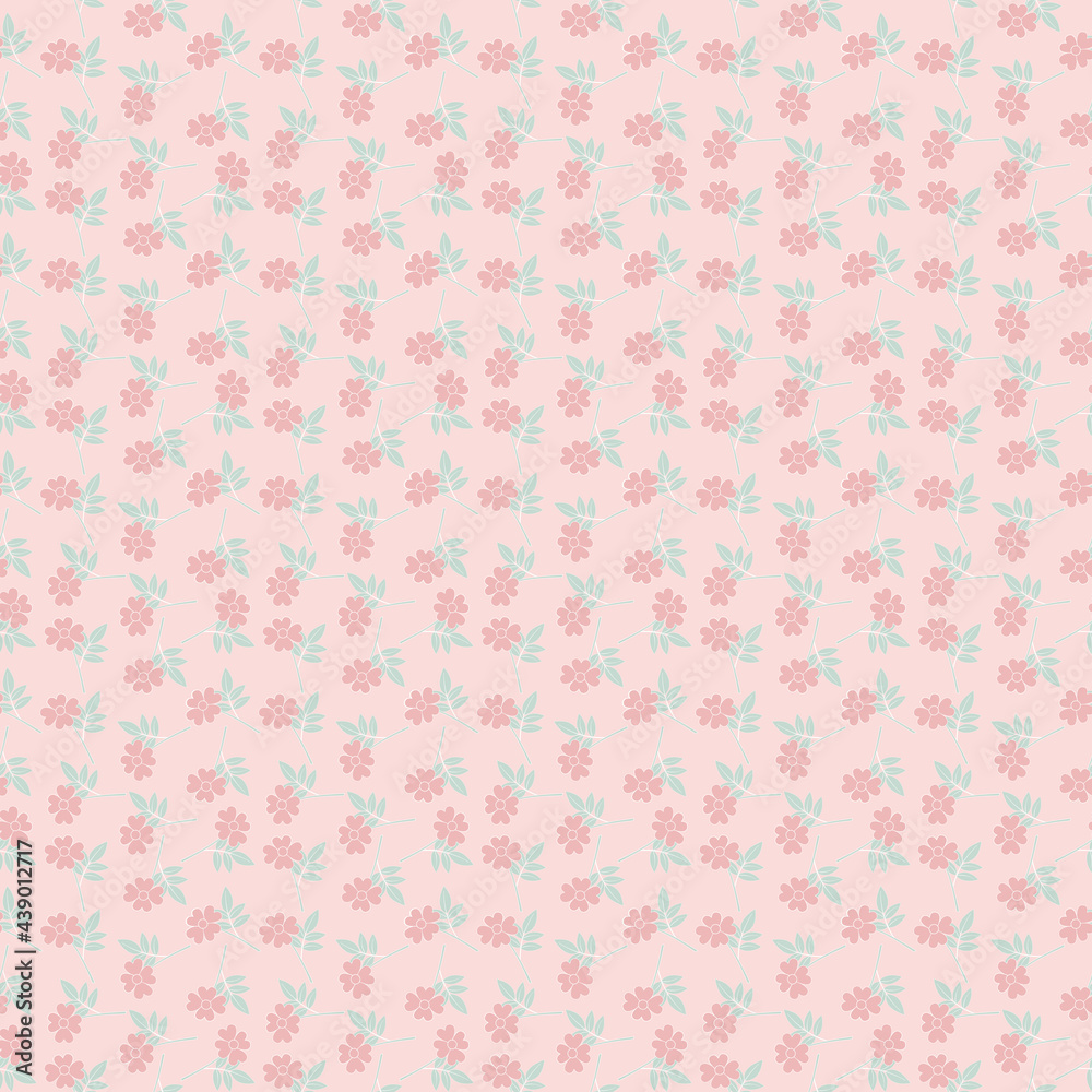 seamless pattern with pink flowers