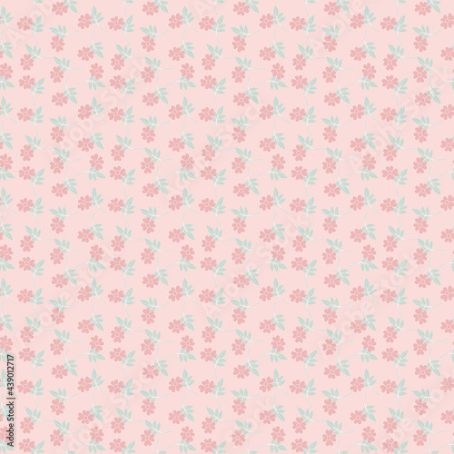 seamless pattern with pink flowers