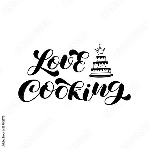 Love cooking brush lettering for banner and card. Big seet cake with calligraphy