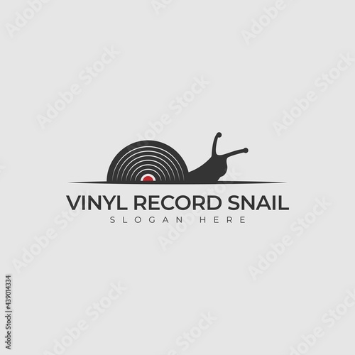 vinyl record snail logo vector design