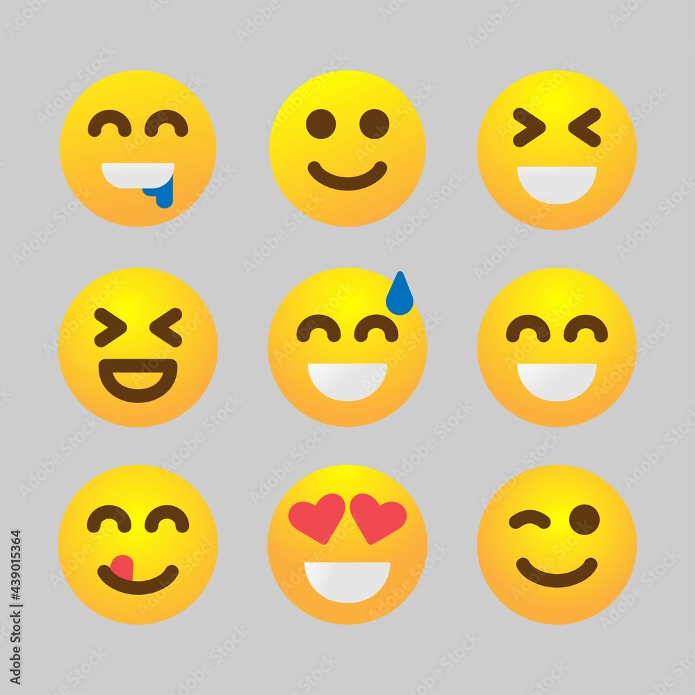 Yellow emoji set isolated on white emoticons or emotional icons cute smiling or happy Yellow emoji set isolated on white emoticons or emotional icons cute smiling or happy