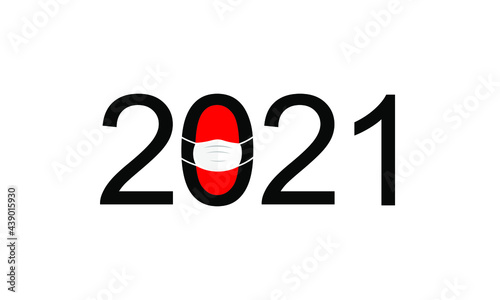 2021 summer Olympic games in Tokyo vector illustration with a medical mask on. Protective measures during global competitions. Stay healthy, be strong. Red circle, white background, Japan.