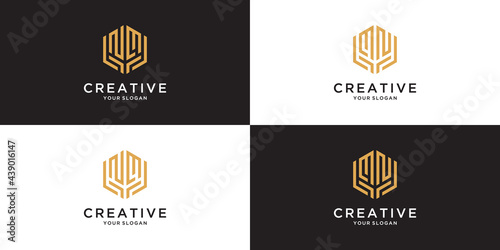 Letter nm mn hands logo template for real estate, building, agent, architect