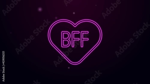 Glowing neon line BFF or best friends forever icon isolated on black background. 4K Video motion graphic animation photo