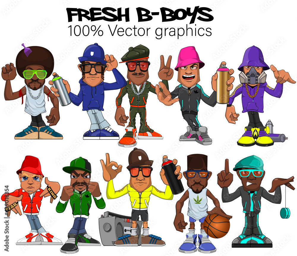 Vetor de Fresh Bboys in Vector Graphics Wicked Fresh Breakdance