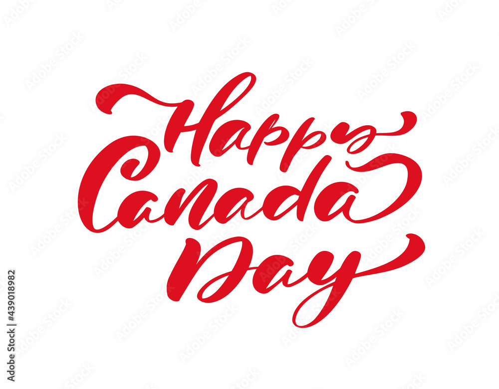Hand drawn calligraphy lettering text Happy Canada Day. Vector design. For banner, invitation, print, advertising, poster, party, greeting card Illustration