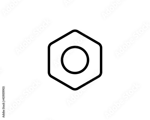 Nut for screw thin line icon, Car parts concept, screw-nut sign on white background, Nut icon in outline style for mobile concept and web design. Vector graphics.