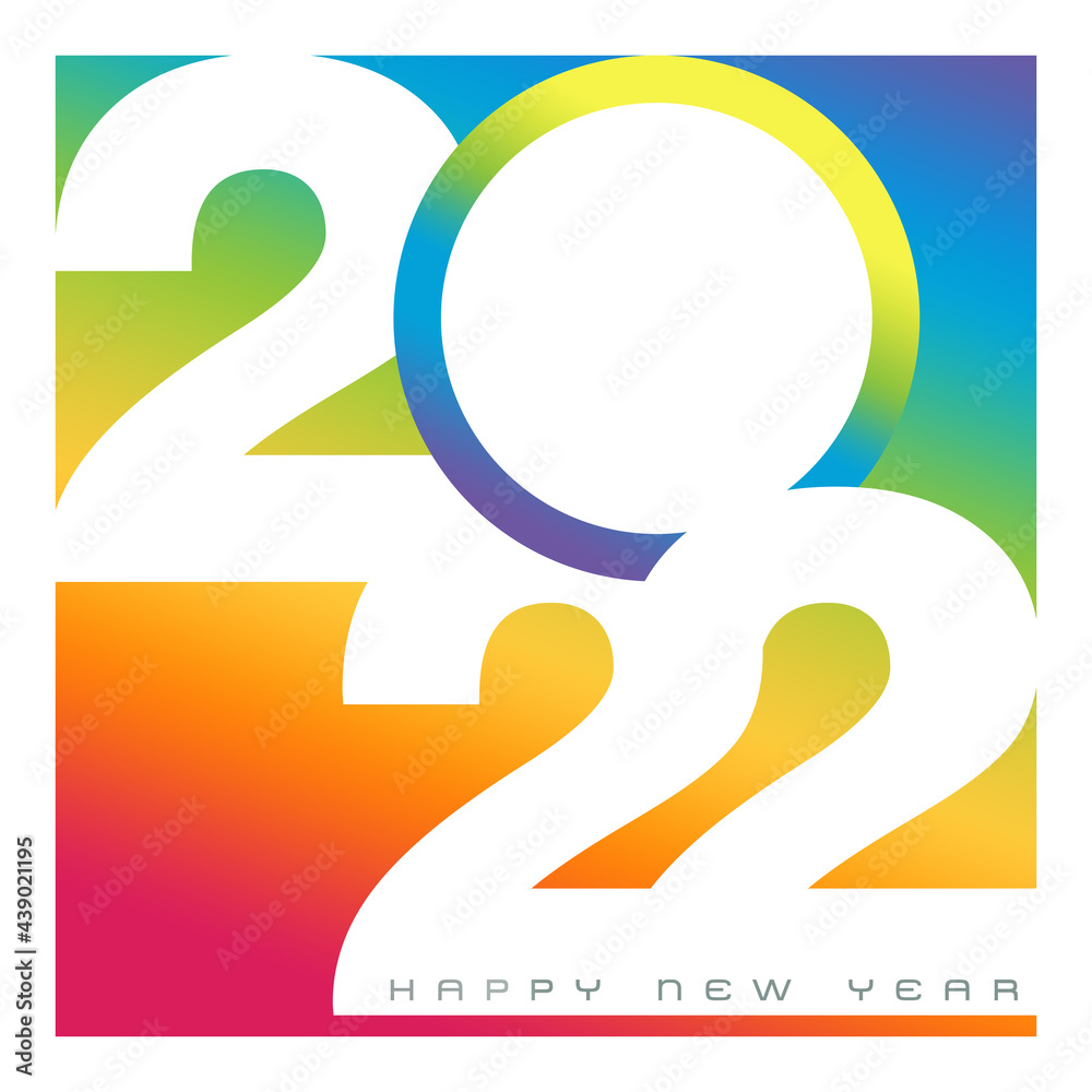 A vector illustration of Happy New Year 2022 in a colorful isolated white background A vector illustration of Happy New Year 2022 in a colorful isolated white background