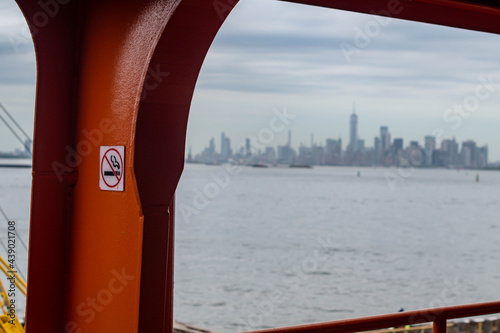 Staten Island ferry looking at world famous Nyc landmarks 