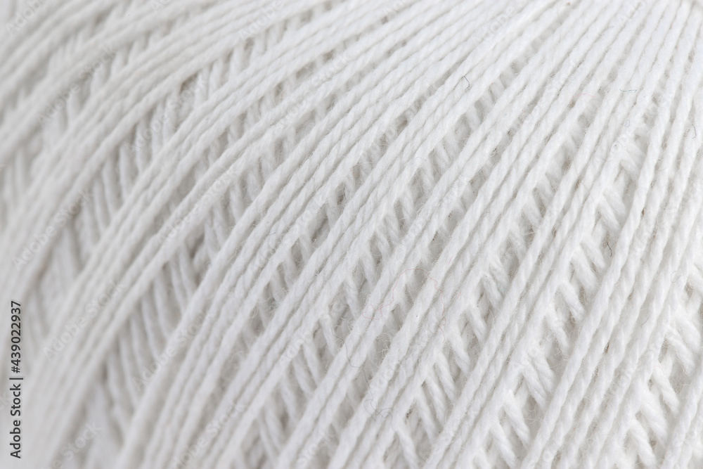 white cotton threads for knitting, skein of yarn, isolate for clipping