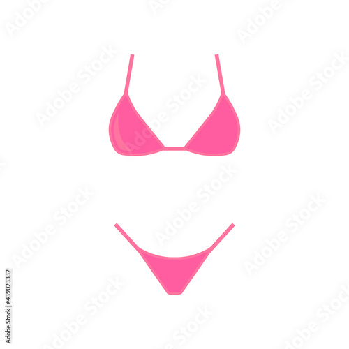 Pink bikini icon. Vector illustration.