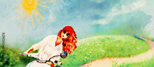 Time to travel. Watercolor concept background