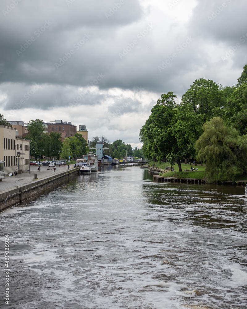 Canal Fyris in Uppsala Downtown, Sweden