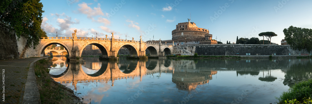 Castel Sant'Angelo and Ponte Sant'Angelo panorama, Rome, Italy