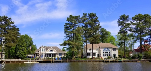 Beautiful waterfront homes by the bay near Rehoboth Beach, Delaware, U.S.A photo
