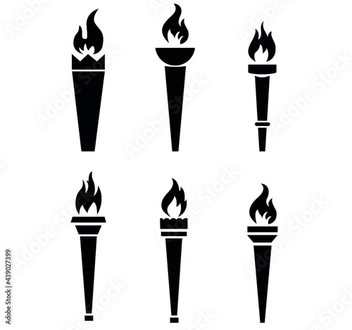 abstract torch Collection Black design icon illustration with White Background © belkas