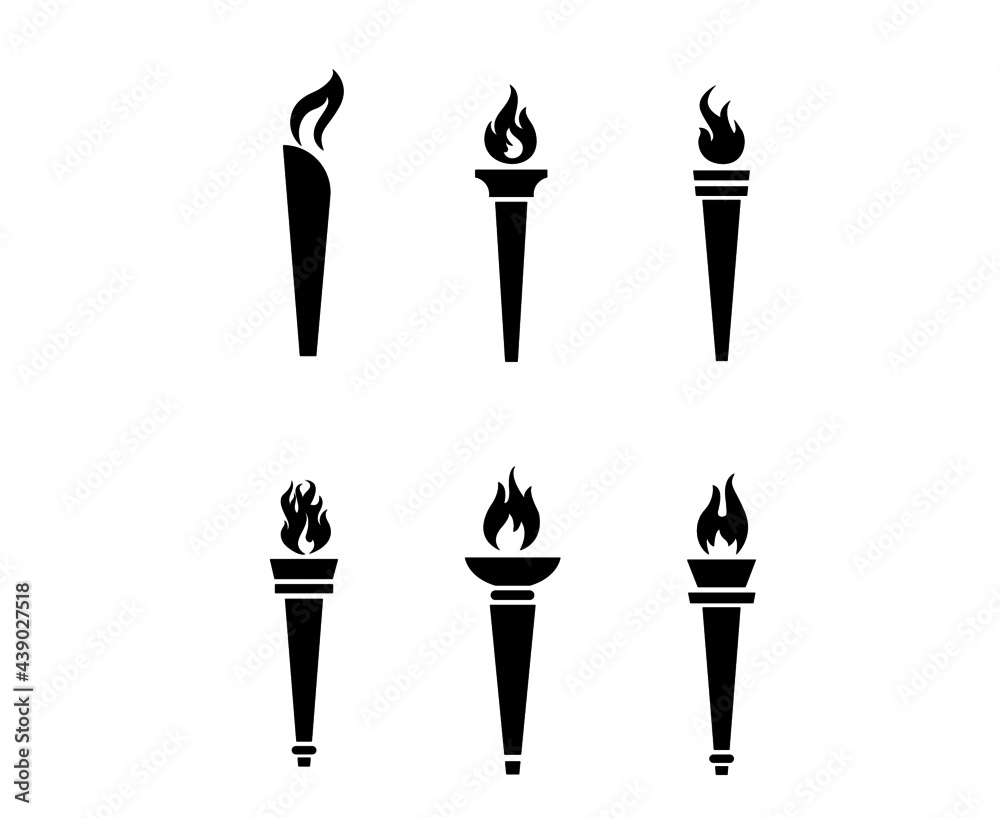 Black torch Collection Flaming on White Background illustration abstract design Black torch Collection Flaming on White Background illustration abstract design