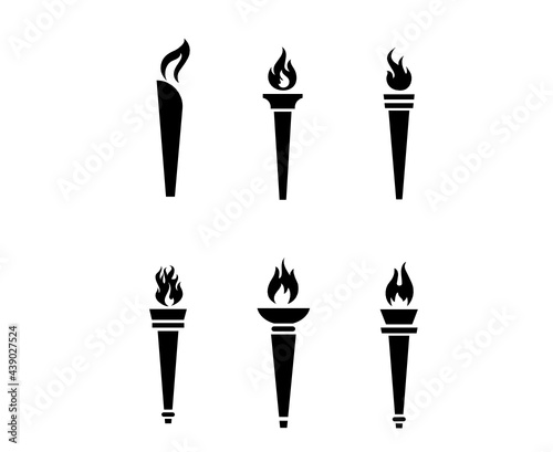 Black torch Collection Flaming on White Background illustration abstract design © belkas