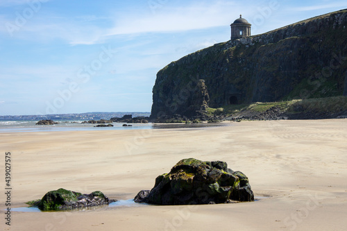 The iconic Mussenden Temple on top of the cliffs of Downhill Beach. Castlerock, Derry County, Northern Ireland photo