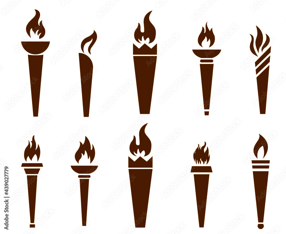 Flaming torch Brown Collection abstract on Background White illustration design