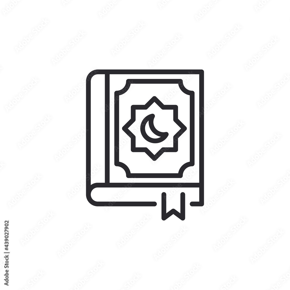 Reading the holy quran icon. Islamic al quran Muslim and Ramadan glyph Theme. Islamic religion book simple logo. Vector illustration. design on white background.