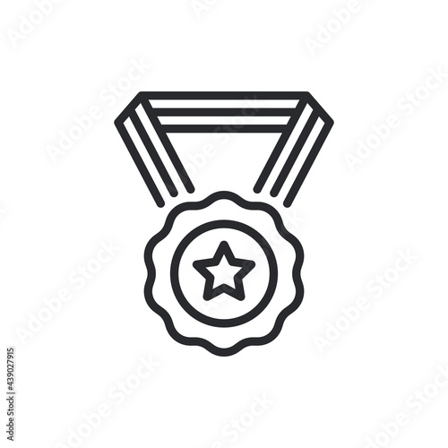 star badge. Ranking line icon. star rating and winner medal. Shoulder strap, army achievement and star ranking icon