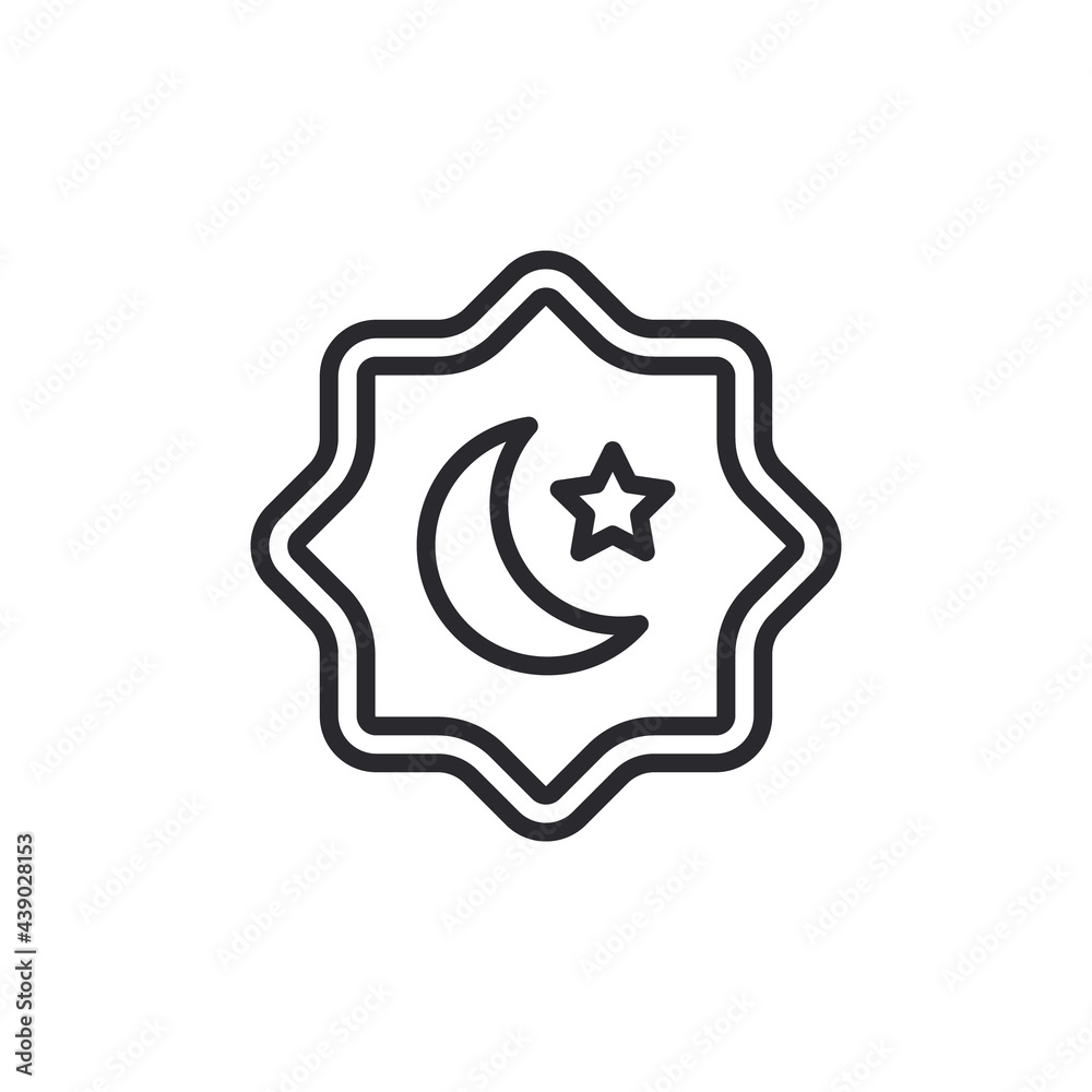 Simple Arabic Islamic Ornament with crescent moon and star icon vector illustration