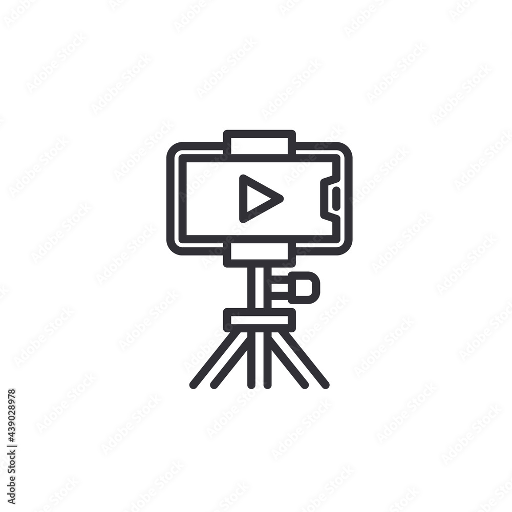 smartphone is black. with a tripod. for smartphone icons, symbol. Video Streaming on Smart Phone with Tripod Icon. mobile phone on tripod, line icon smartphone is black. with a tripod. for smartphone icons, symbol. Video Streaming on Smart Phone with Tripod Icon. mobile phone on tripod, line icon