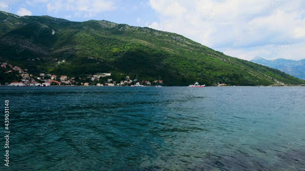 Regular passenger ferry in Montenegro timelapse Regular passenger ferry in Montenegro timelapse
